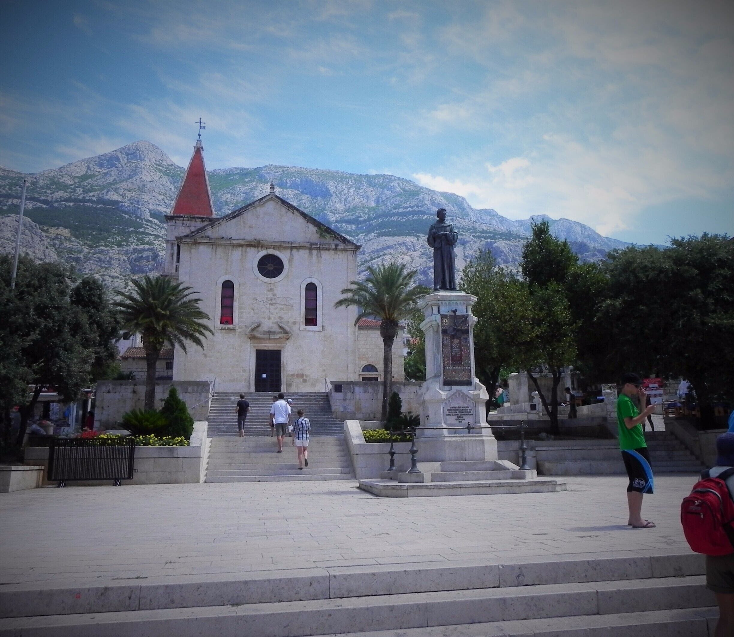 Old city in Makarska, main square. 