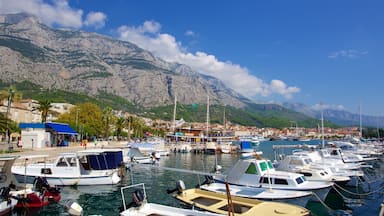 Makarska featuring a marina and mountains