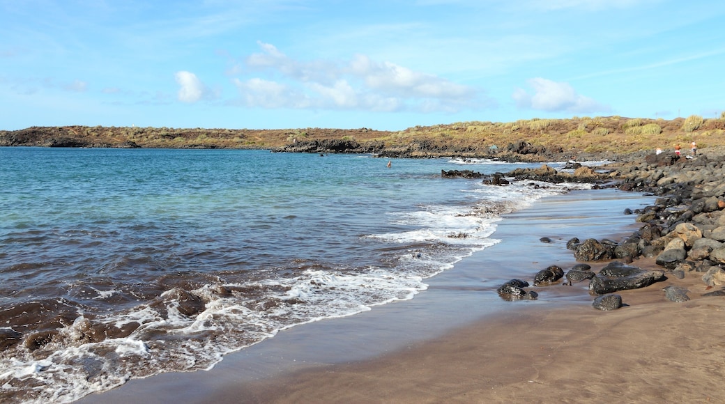 Tenerife, Canary Islands, Spain - beautiful dark sand beach in Costa del Silencio