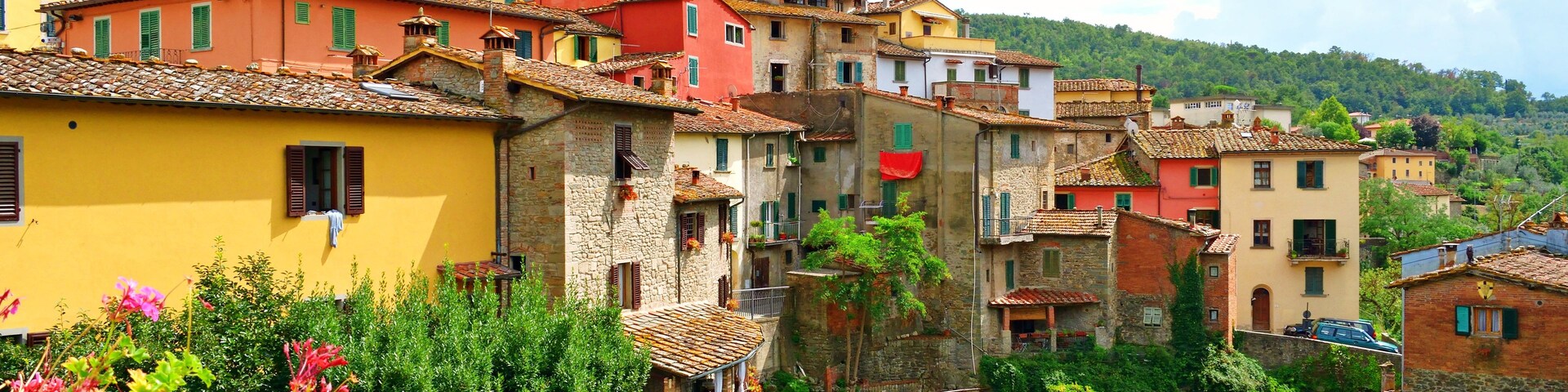 landscape of Loro Ciuffenna, ancient village located in Valdarno, Arezzo in Tuscany Italy
