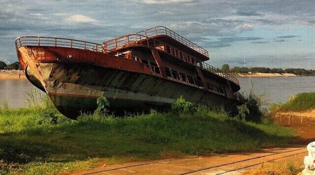 Shipwrecked in Nong Khai, Thailand along the Mekong, just across the river from Laos. This was not too far from the Thai-Laos Friendship Bridge.