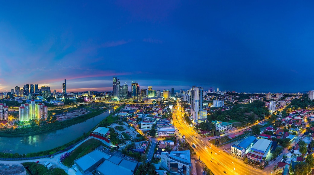 Aerial panorama cityscape of Kuala Lumpur,Malaysia(Old Klang Road). Drone shot. River of live