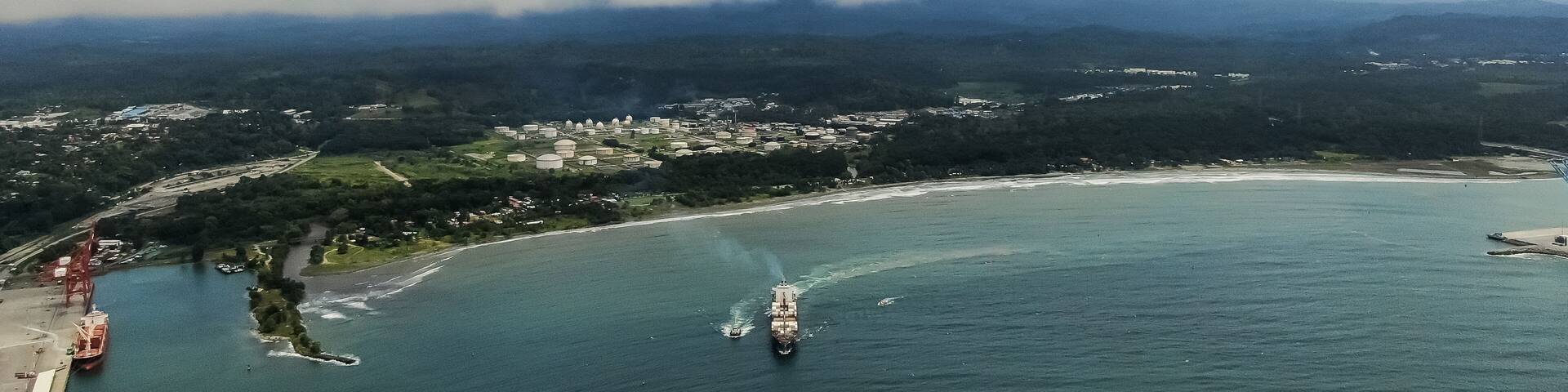 Beautiful aerial view of the Moin Port in Limon Costa Rica; Shutterstock ID 1481054159; Purchase Order: SP-2617; Order Number: CSC Image Research