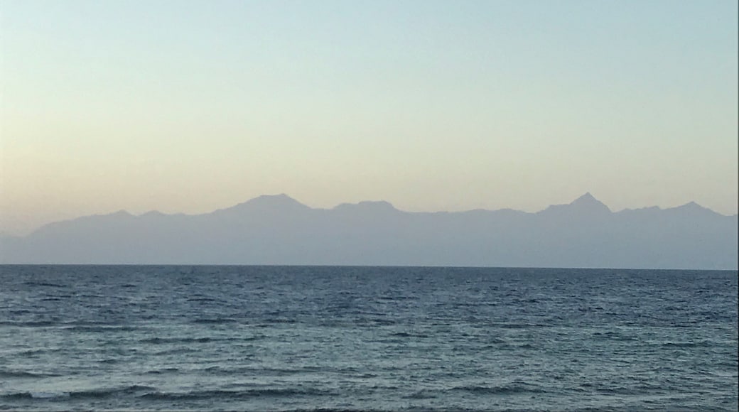 View of mainland Honduras from Bando beach Utila, Honduras