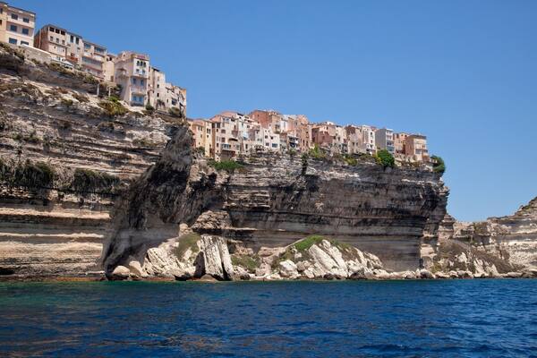 Beautiful old city Bonifacio, Corse, France. View from the sea
