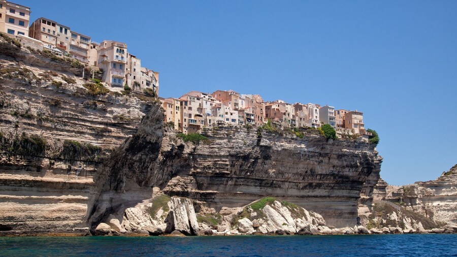 Beautiful old city Bonifacio, Corse, France. View from the sea