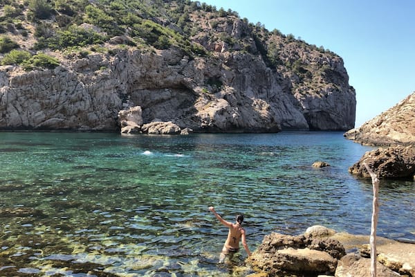 Worth the walk (around 3 miles round trip on a steep rocky path from the car park), crystal clear water and very quiet