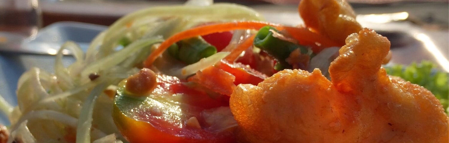 Spicy papaya chicken salad, a deck of cards and our favorite jams.