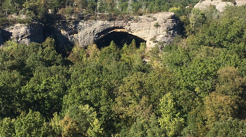There are trails leading to the Natural Arch. This picture is from the overview. Beautiful panoramic scenery.