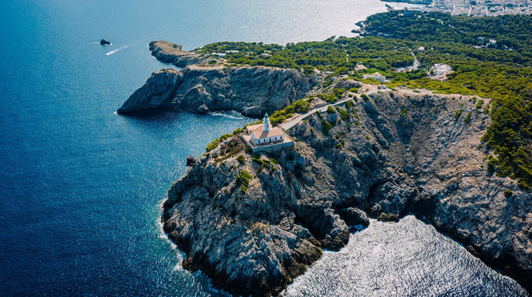 Lighthouse "Faro de Capdepera" from above, Mallorca, Spain, September 2021