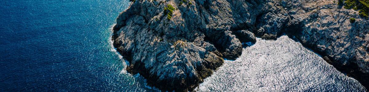 Lighthouse "Faro de Capdepera" from above, Mallorca, Spain, September 2021