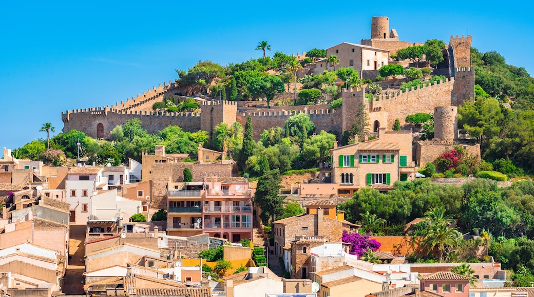 Beautiful view of medieval castle and old town of Capdepera on Mallorca island