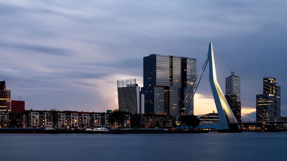 Rotterdam cityscape Erasmusbrug Netherlands