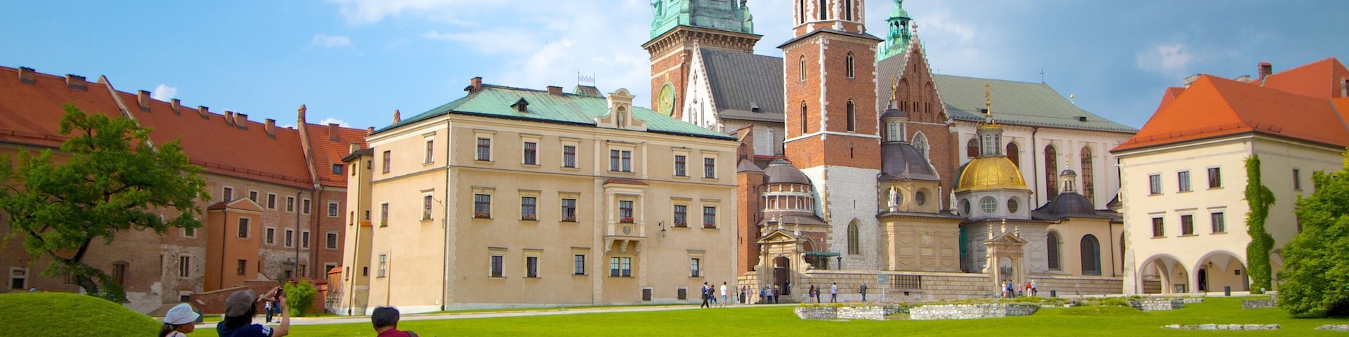 Wawel Castle showing a castle, heritage architecture and a city