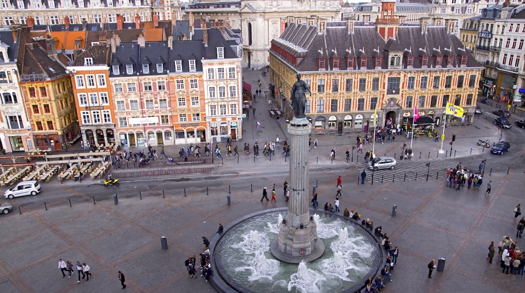 Lille showing a city, outdoor art and a fountain