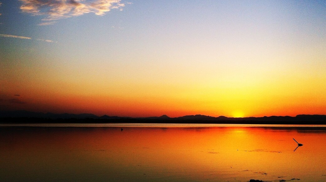 Coucher de soleil, vue de l'étang de Canet, été 2014