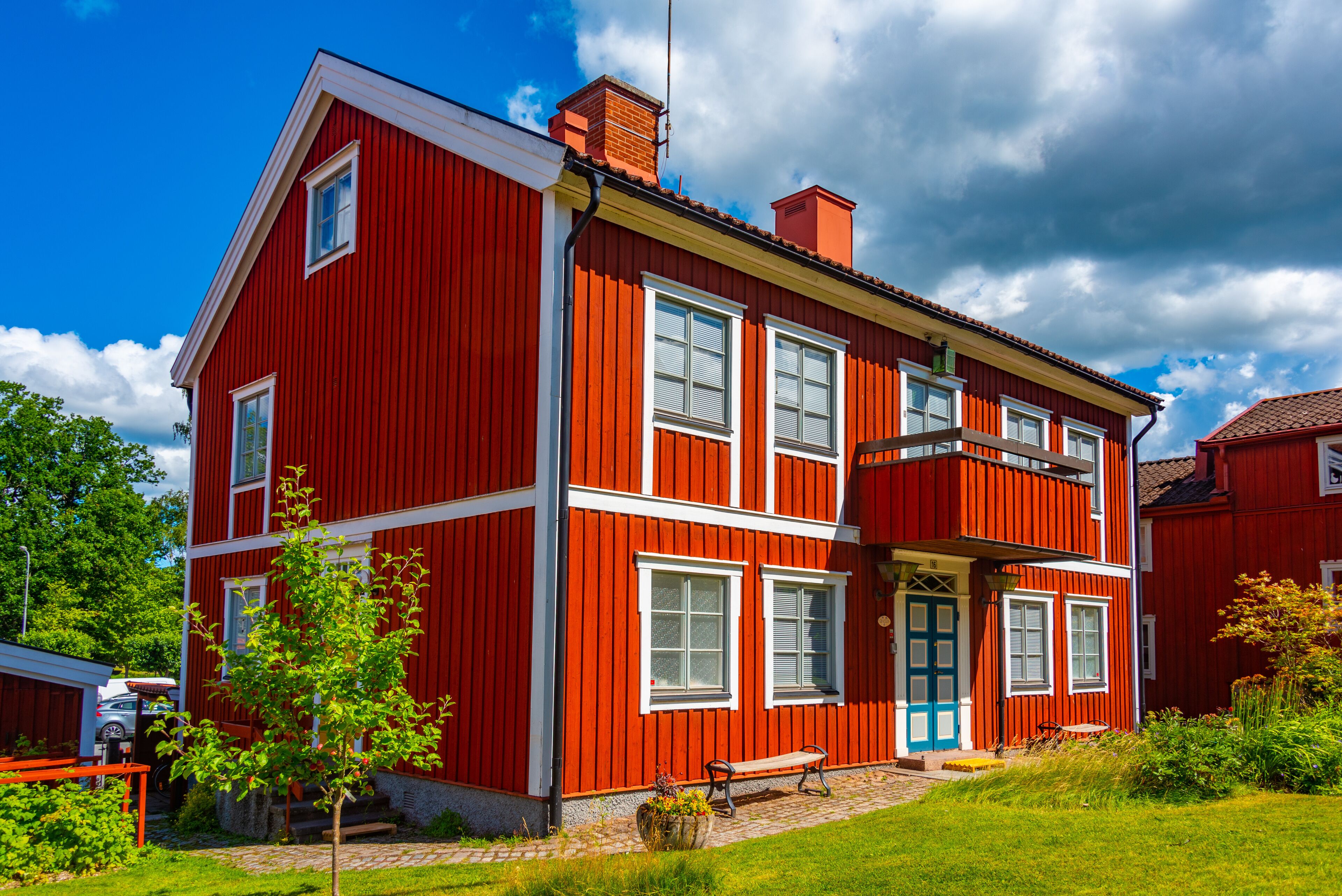 Colorful timber houses in Swedish town Eksjö