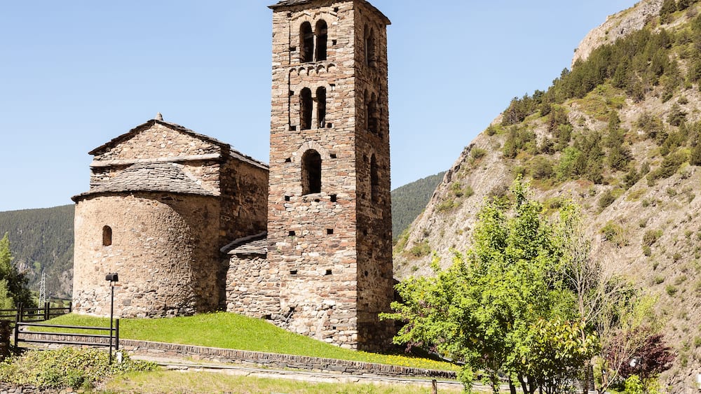 romanesque church sant joan de caselles of 12th century, canillo, andorra