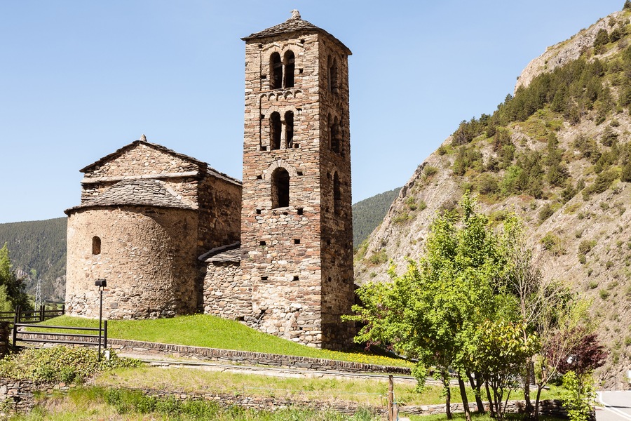 romanesque church sant joan de caselles of 12th century, canillo, andorra
