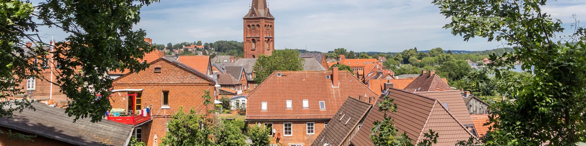 Panorama of the historic city Plon, Germany
