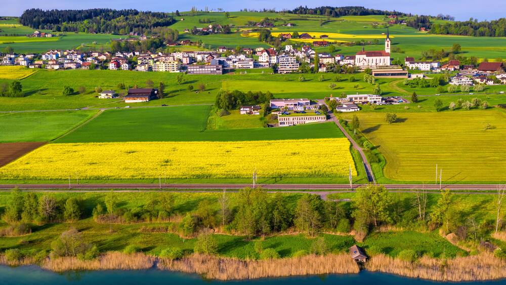 Nottwil town on Lake Sempach, Lucerne, Switzerland