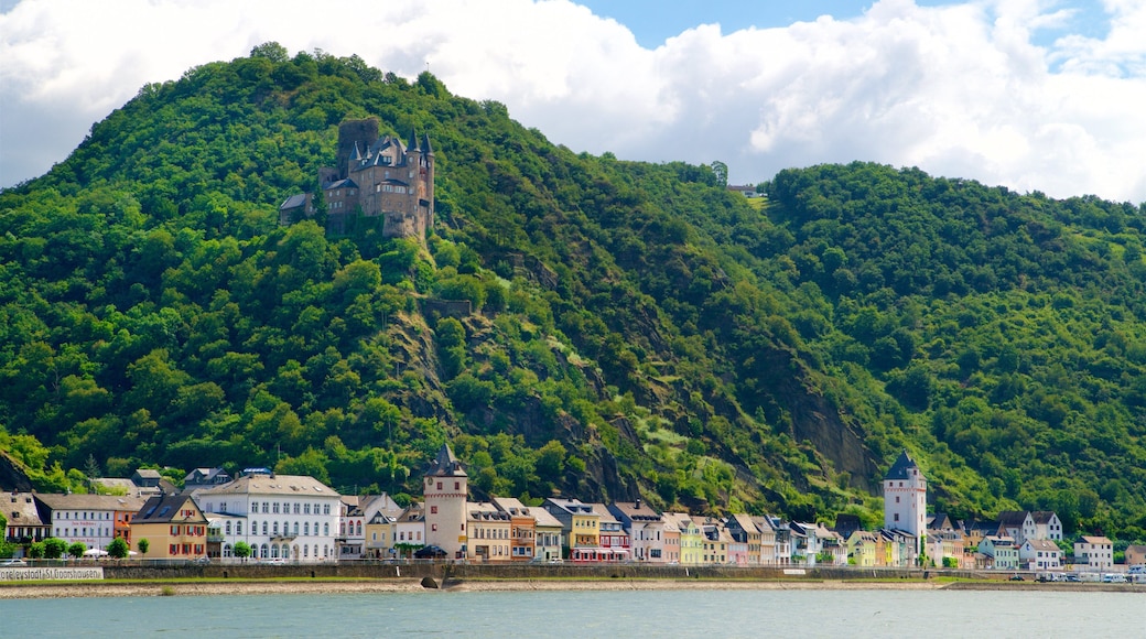 Upper Middle Rhine Valley which includes a river or creek, landscape views and a small town or village