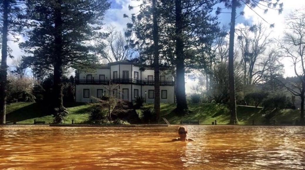 Thermal pool in the beautiful little town of Furnas in the Azores, Portugal. The iron in the water makes it this orange/brown colour so don't wear your best swimwear!