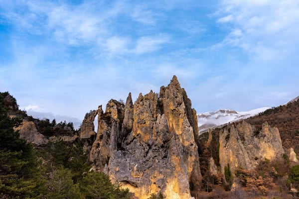 the "Demoiselles" of Péone, rocky peaks of the Maritime Alps near Valberg, mountain resort at 2580 meters of altitude.