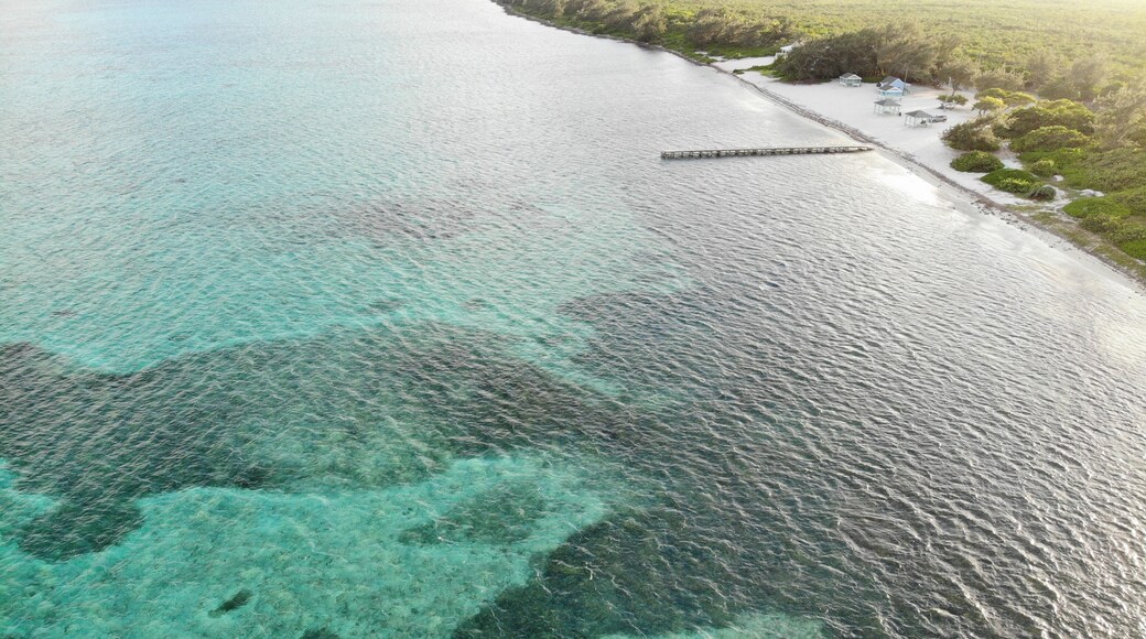 Eastern District East End beach in the Cayman Islands with board walj