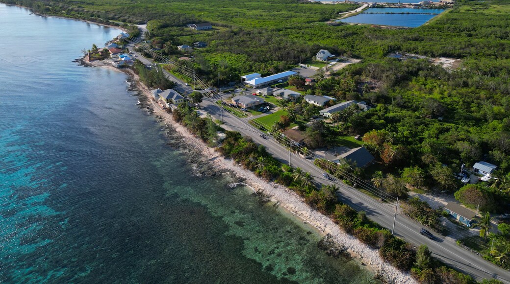aerial view from the beach of a tropical island