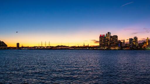 Ultra wide pano Philadelphia Skyline Delaware River Magic Hour in the Winter