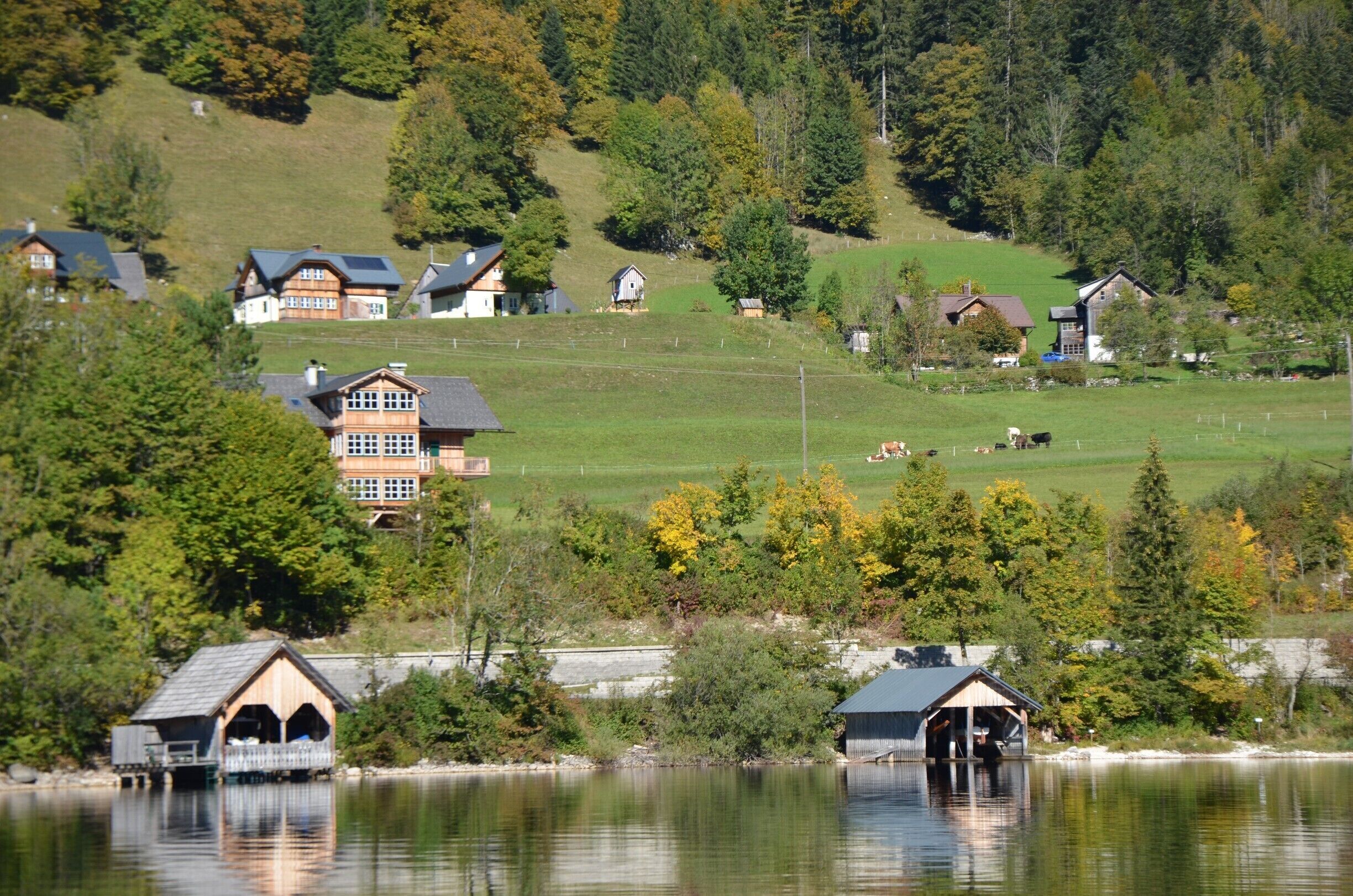 We stayed on Grundlsee, a lake just outside of the town of Bad Ausee, and took the 3-Seen-Tour. The tour is a boat and walking tour of three of the lakes in the district (http://www.schifffahrt-grundlsee.at/die-drei-seen-tour/). I would definitely recommend the tour! It takes you to the Toplitzsee lake which is only accessible on foot. There is a restaurant there that serves fresh fish from the lake.   

For more information: https://thelifediscovered.wordpress.com/2016/05/02/the-happy-place/