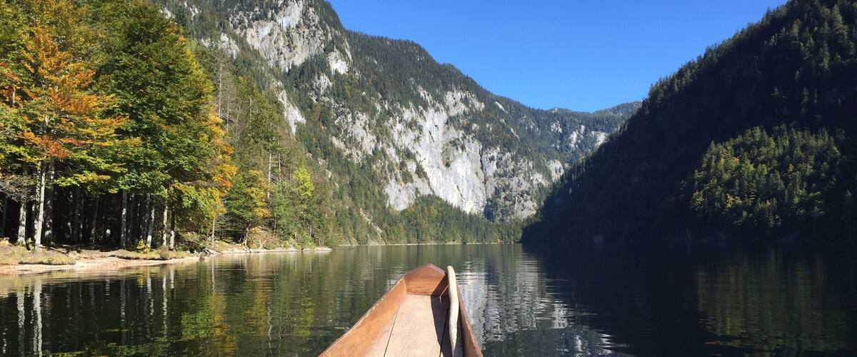 We took the 3-Seen-Tour just down the street from where we were staying on Grundlsee. The tour is a boat and self-guided walking tour of three of the lakes in the district (http://www.schifffahrt-grundlsee.at/die-drei-seen-tour/). It is AWESOME! It takes you to the Toplitzsee lake which is only accessible on foot. There is a restaurant there that serves fresh fish from the lake. Not to mention the gorgeous view!
For more information: https://thelifediscovered.wordpress.com/2016/05/02/the-happy-place/