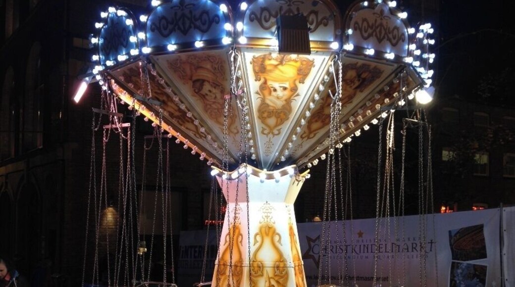 A fairground ride at the annual Christkindelmarkt at the end of the night in Leeds.