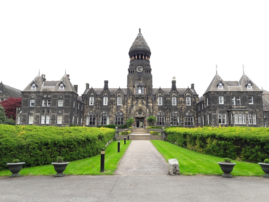 Hinsley Hall, a Catholic pastoral and conference centre of the Diocese of Leeds, in Headingley, Leeds, West Yorkshire.