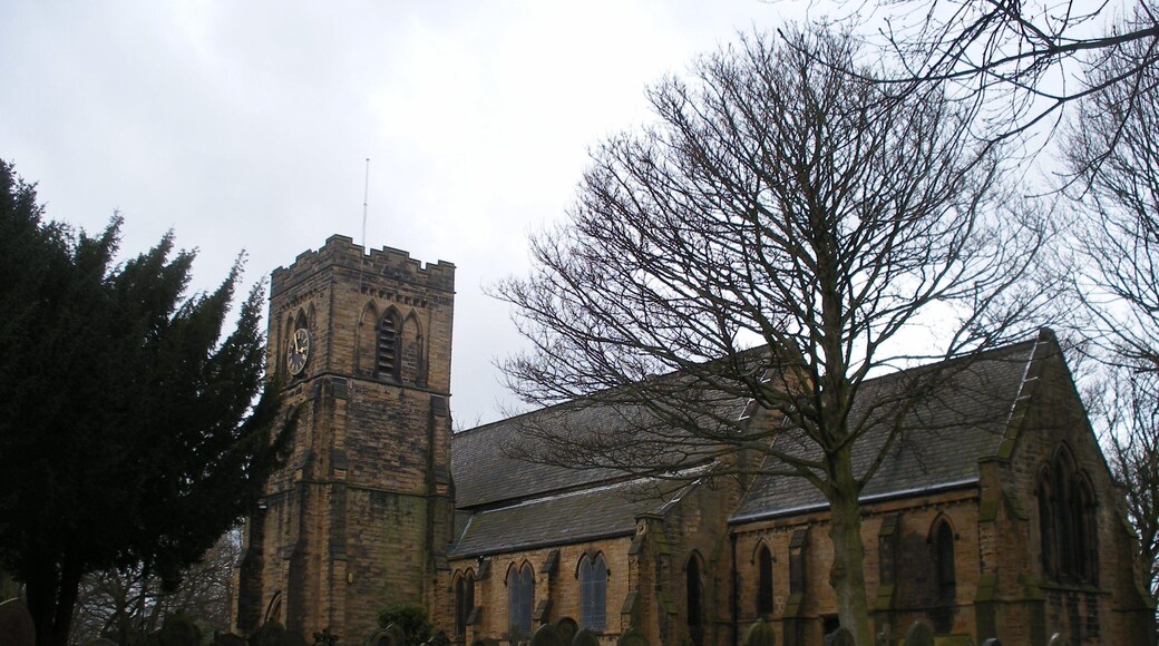 St Mary's Church in Middleton, Leeds, England. This church was built in 1847 with a spire. The spire was dismantled because of mining subsidence.