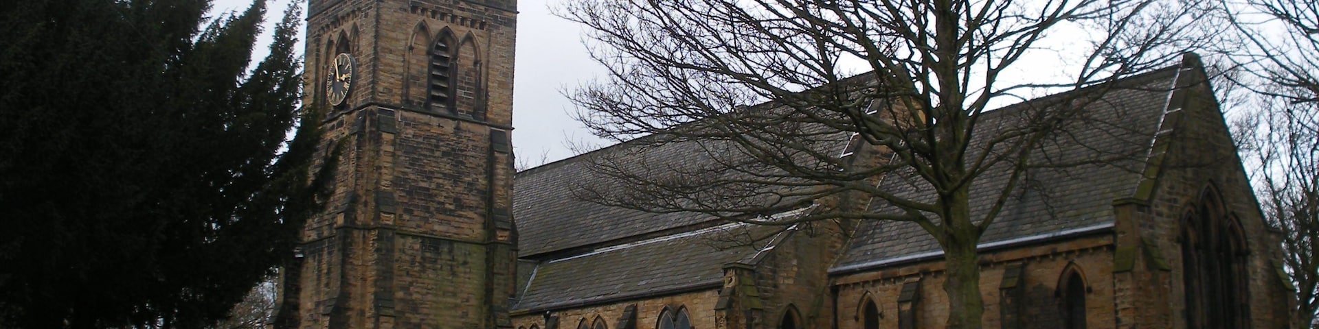 St Mary's Church in Middleton, Leeds, England. This church was built in 1847 with a spire. The spire was dismantled because of mining subsidence.