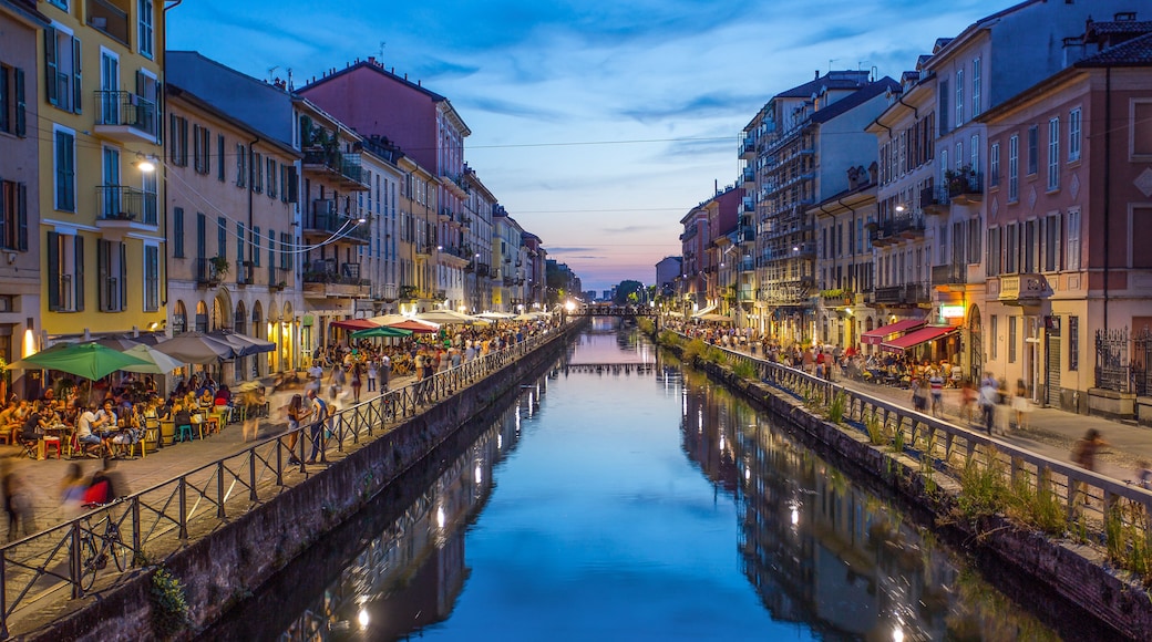 Naviglio Grande canal in the evening, Milan, Italy