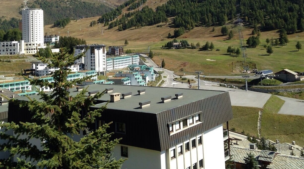 A view from our balcony in the Olympic Village of Sestreire, Italy. The mountains climb up to 3000 meters.