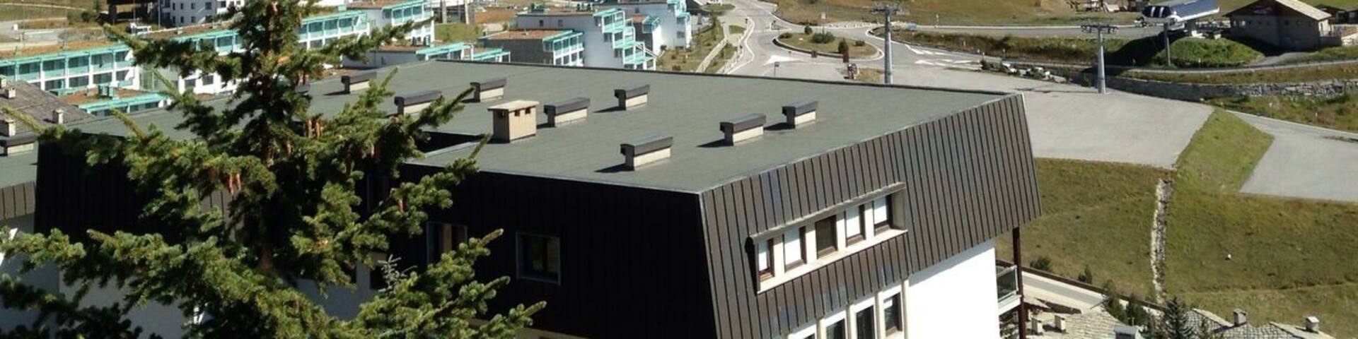 A view from our balcony in the Olympic Village of Sestreire, Italy. The mountains climb up to 3000 meters.