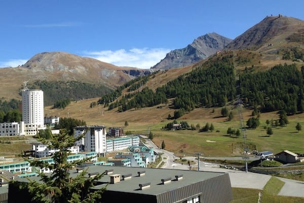 A view from our balcony in the Olympic Village of Sestreire, Italy. The mountains climb up to 3000 meters.
