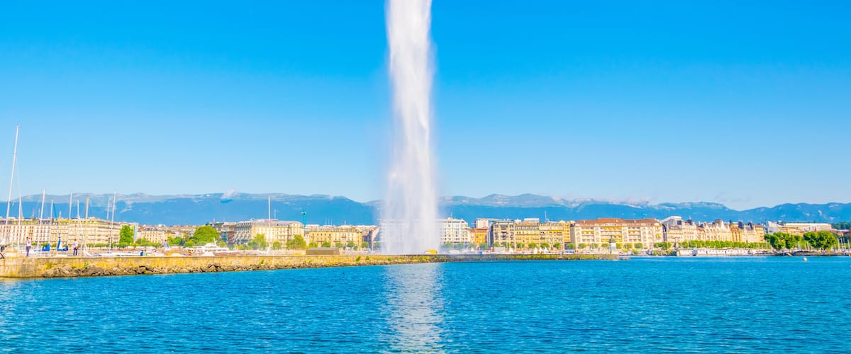 Jet d'eau fountain in the swiss city Geneva