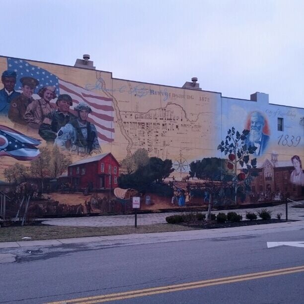 A mural depicting the history of the city of Reynoldsburg.