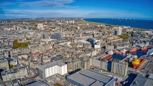 Aerial View of Aberdeen, Scotland, United Kingdom during Autumn