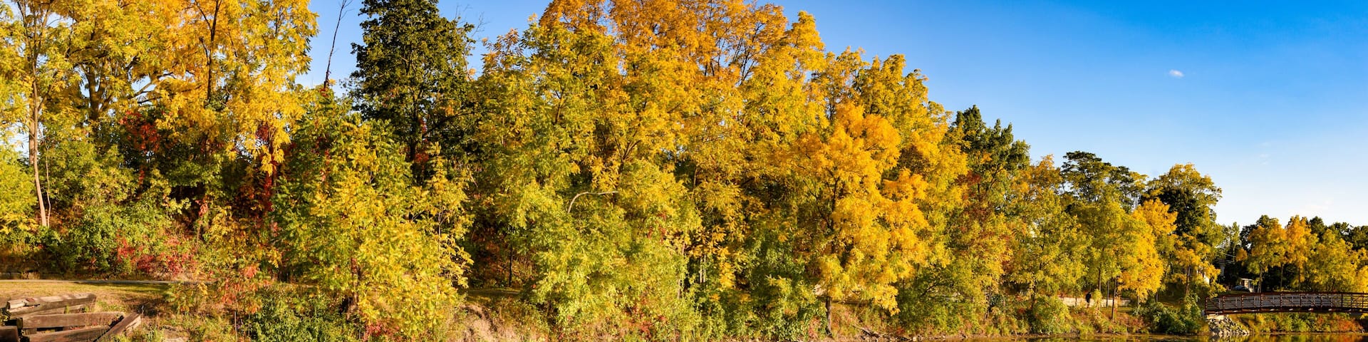 Fall on a river in the Finger Lakes, New York State
