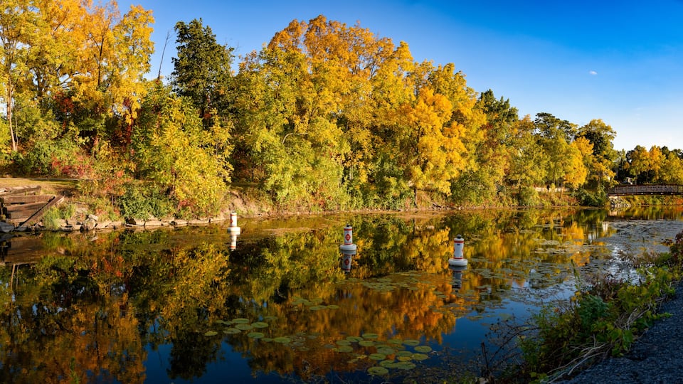Fall on a river in the Finger Lakes, New York State