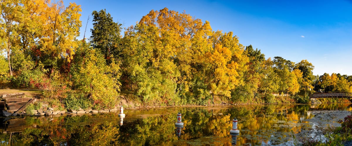 Fall on a river in the Finger Lakes, New York State