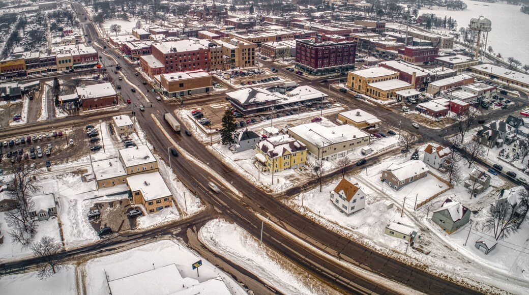 Aerial View of Albert Lea, Minnesota during Winter