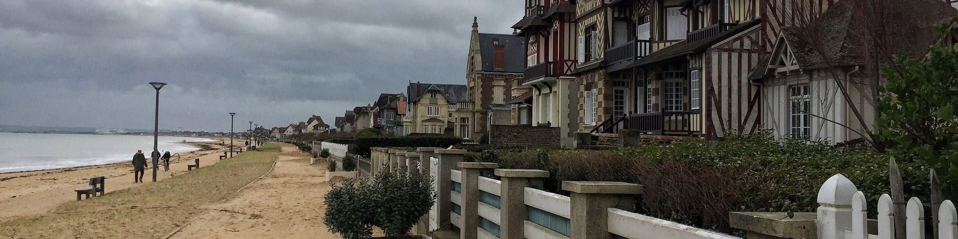 Norman coast in winter after the storm. The sand everywhere .