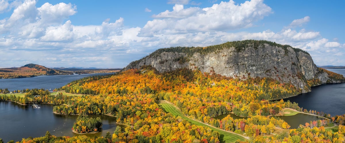 Autumn colors at Mount Kineo State Park - an island on Moosehead Lake - Maine